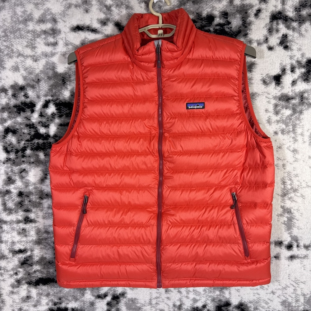 Patagonia Down Sweater Vest Mens Size Extra Large Coral Outdoors Gorp Full Zip
